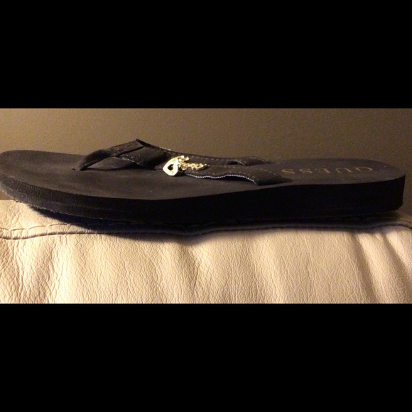 G by Guess Black Sandals with Gold Accents - Picture 3 of 3